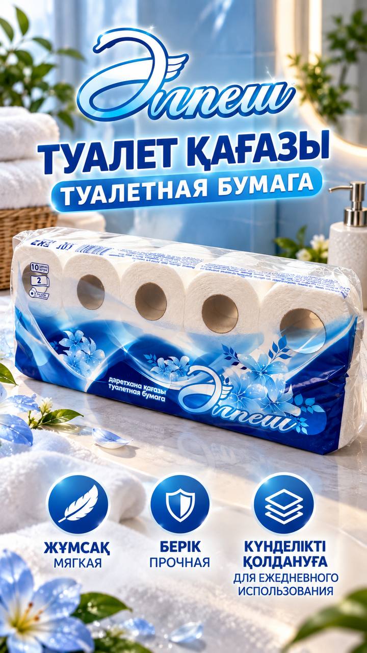 Туалетная бумага «Әлпеш», 4 рулона